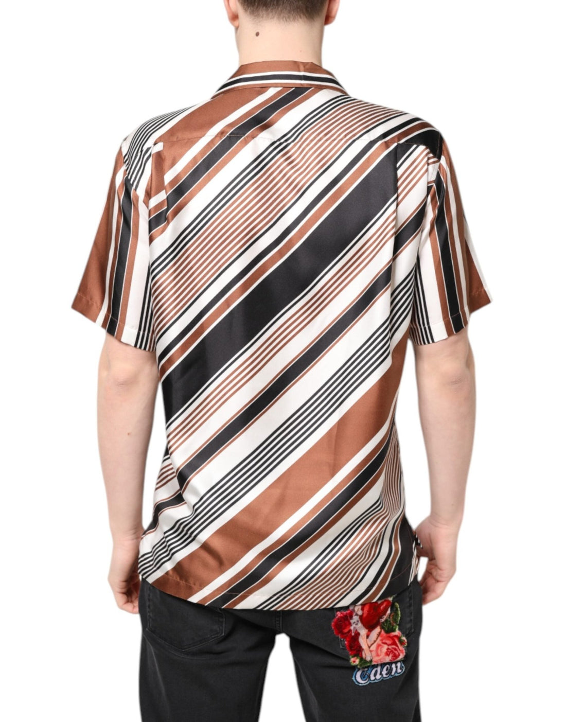 Dolce & Gabbana Multicolor Striped Silk Short Sleeves Shirt - RIMODA