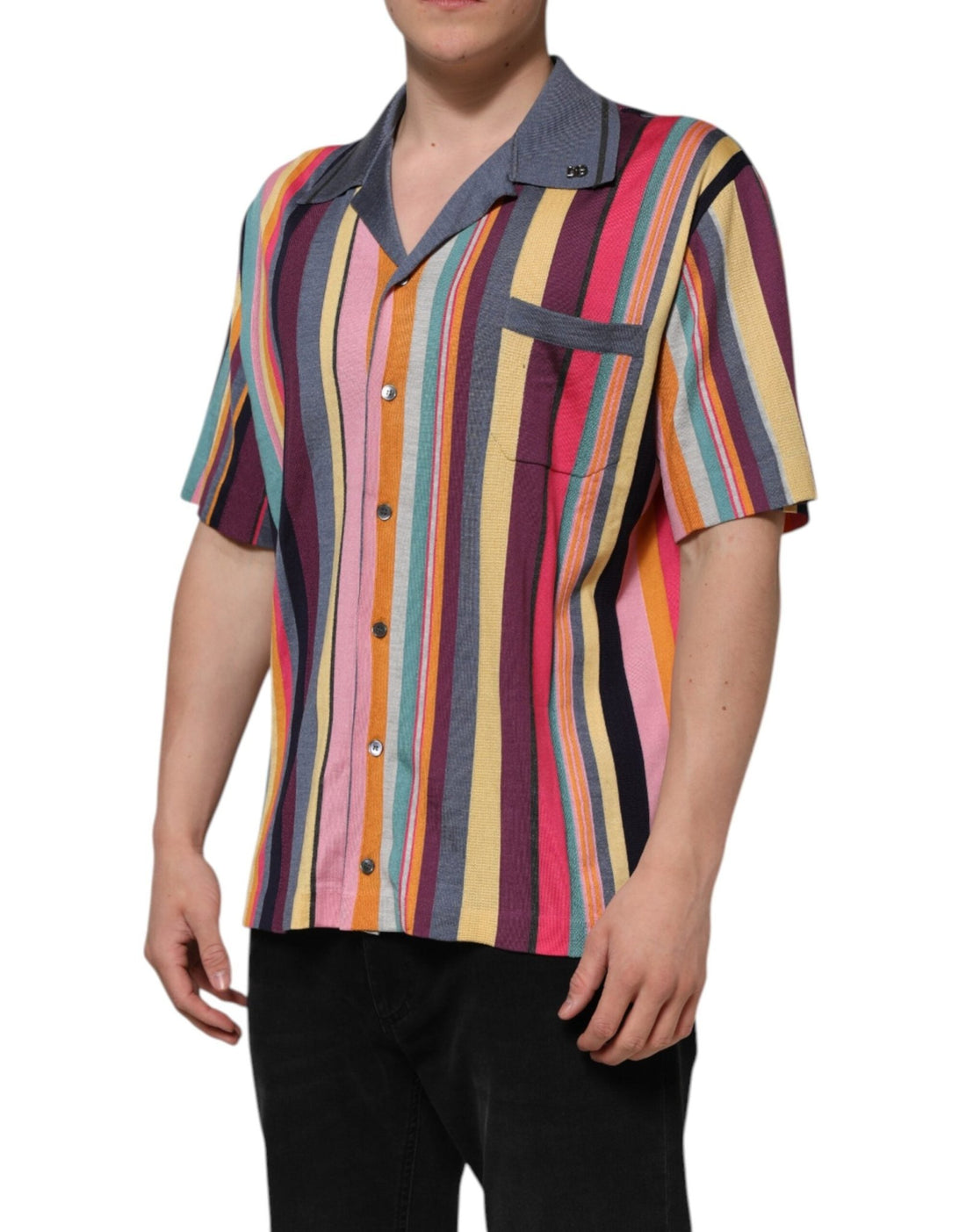 Dolce & Gabbana Multicolor Stripes Collared Men Polo T-shirt - RIMODA