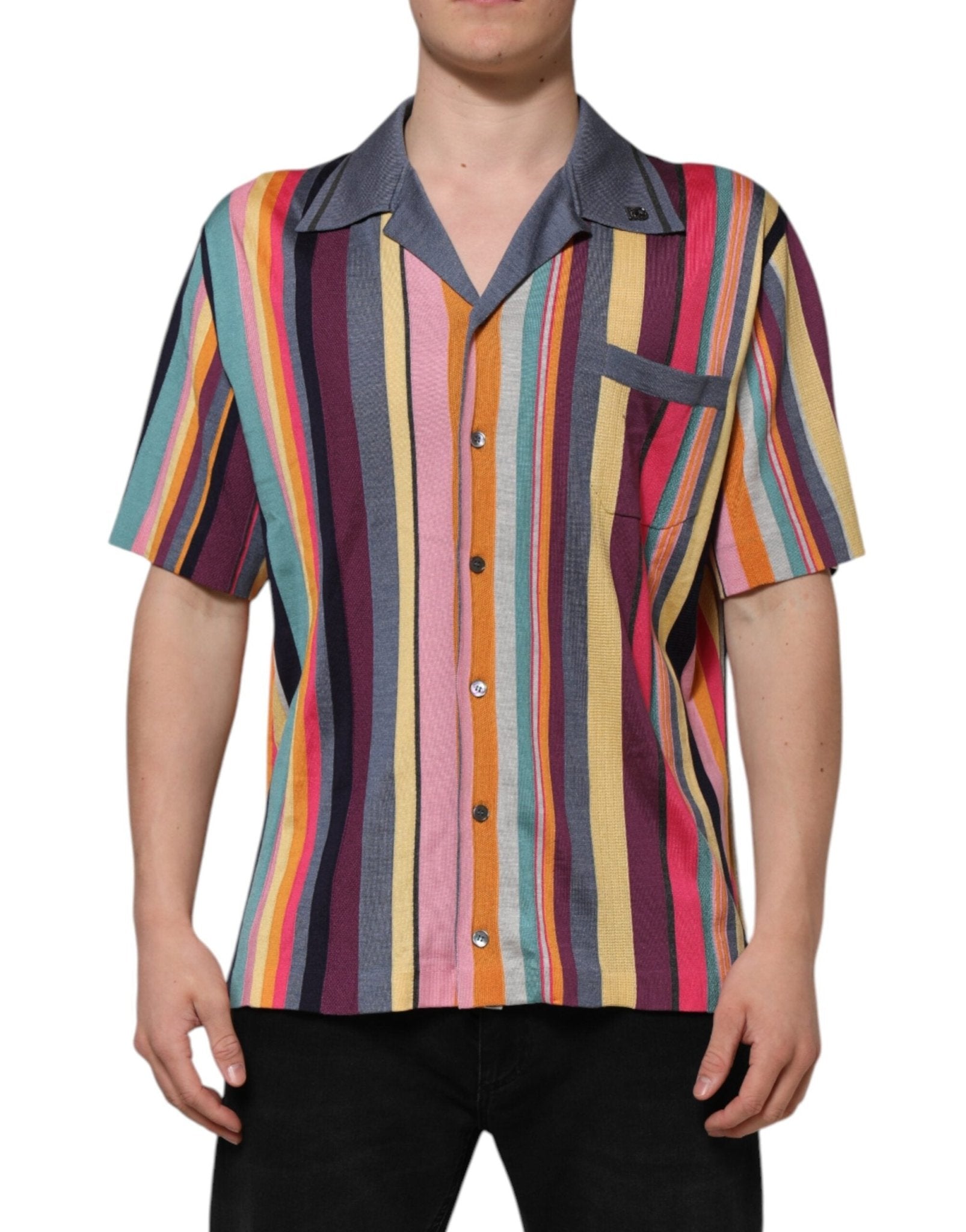 Dolce & Gabbana Multicolor Stripes Collared Men Polo T-shirt - RIMODA