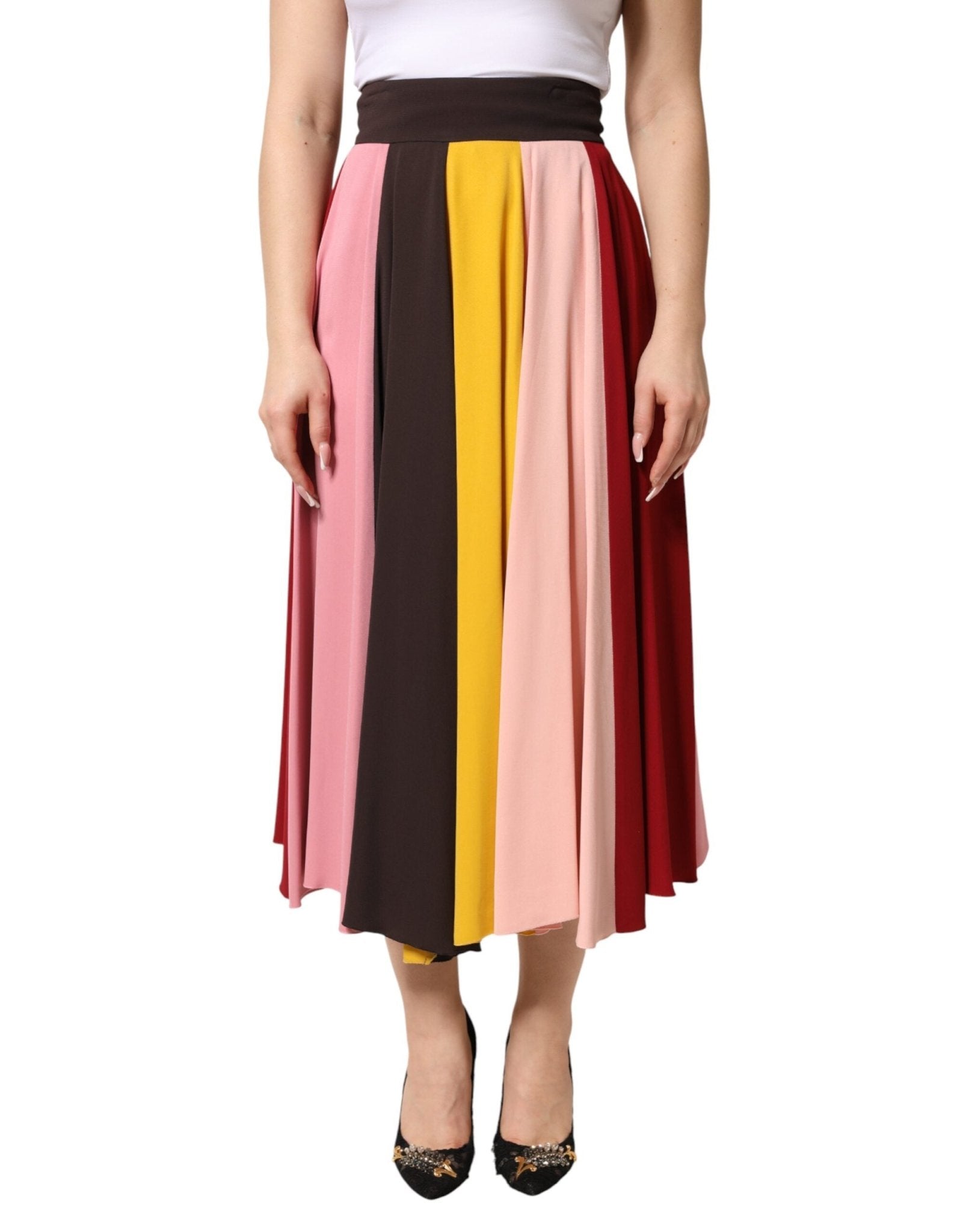Dolce & Gabbana Multicolor Viscose High Waist Midi Skirt - RIMODA
