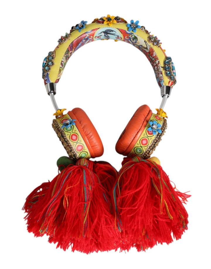 Dolce & Gabbana Multicolor Whimsical Tasseled Crystal Headset Headphones - RIMODA