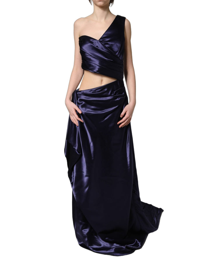 Dolce & Gabbana Navy Blue One Shoulder Evening Gown Dress - RIMODA