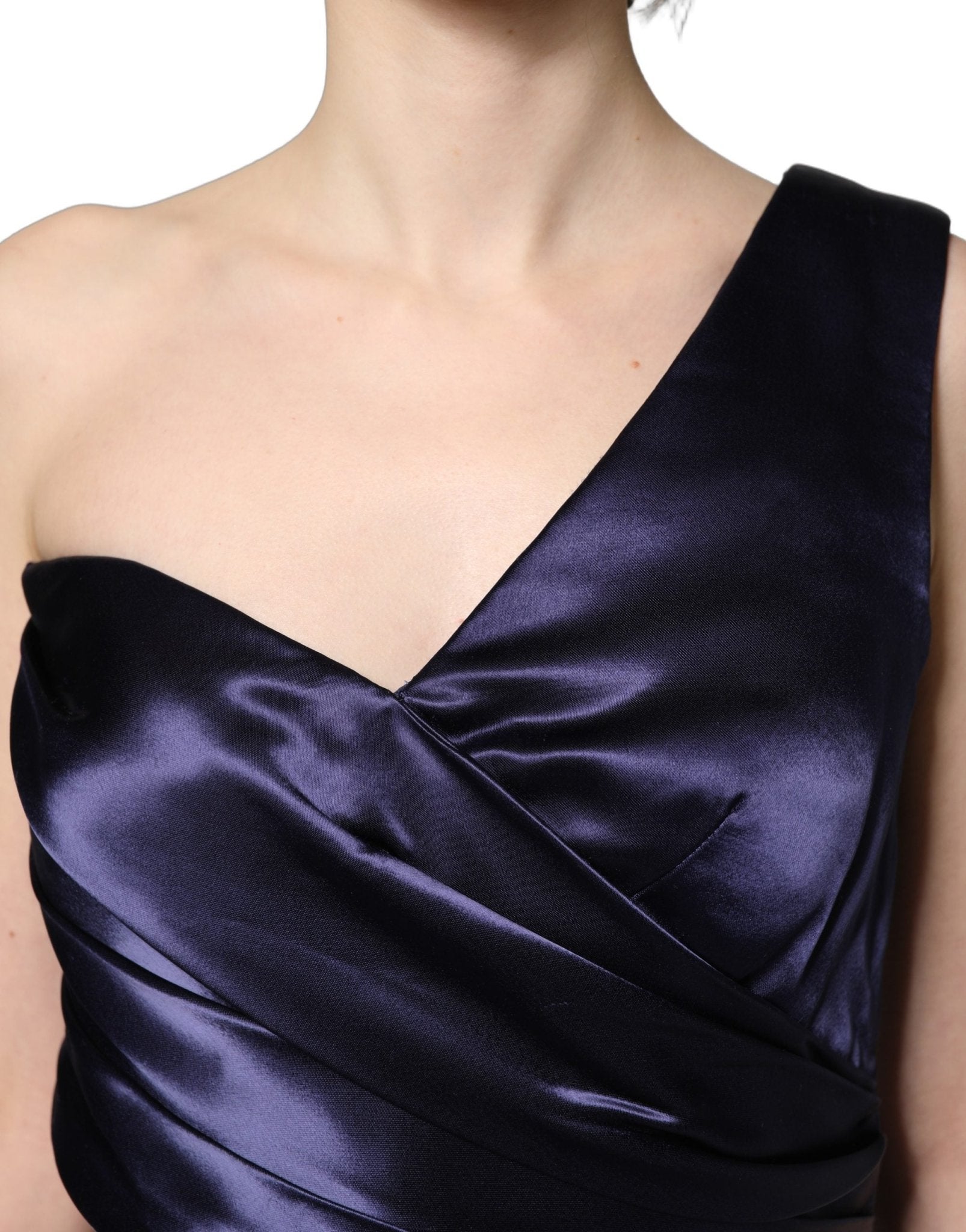 Dolce & Gabbana Navy Blue One Shoulder Evening Gown Dress - RIMODA