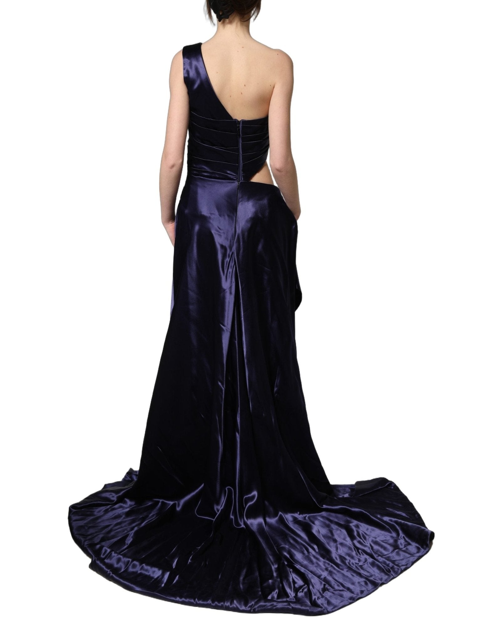 Dolce & Gabbana Navy Blue One Shoulder Evening Gown Dress - RIMODA