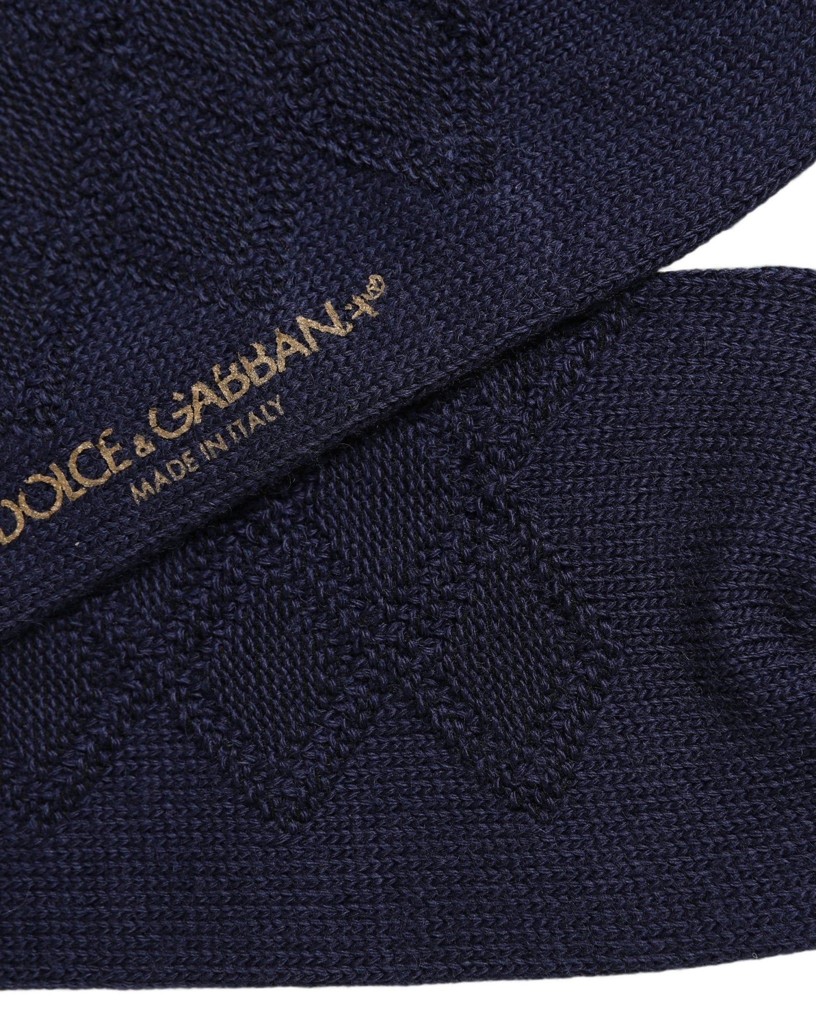 Dolce & Gabbana Navy Blue Wool Crest Logo Knee High Accessory Socks - RIMODA