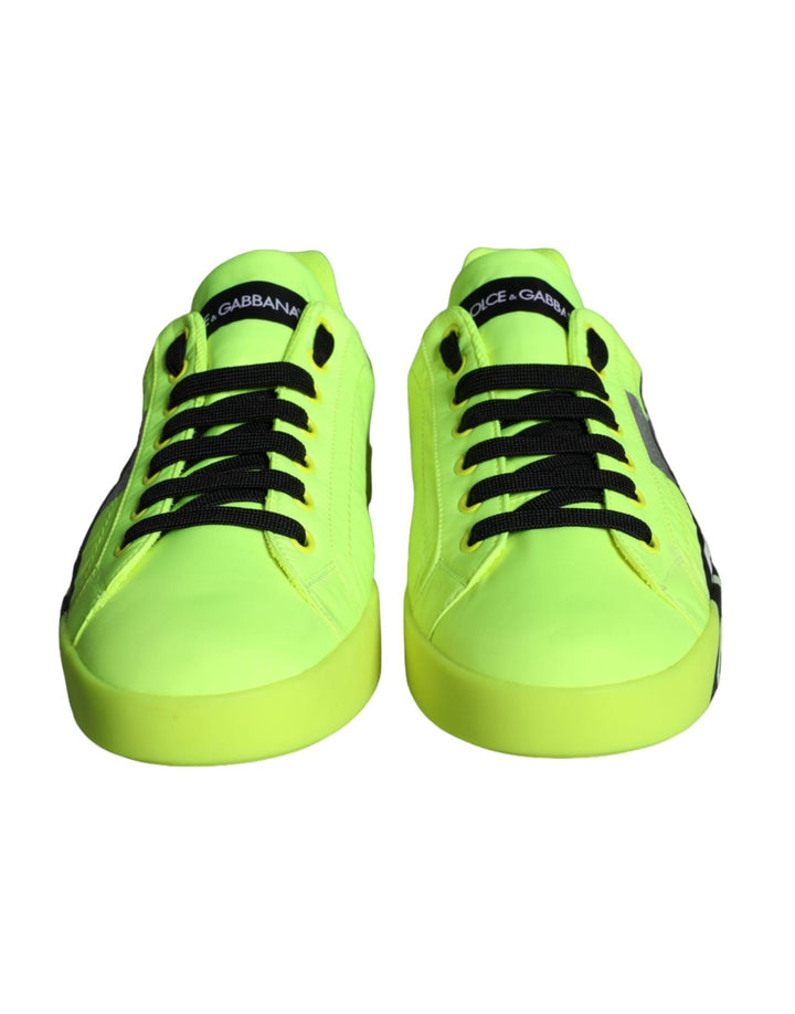 Dolce & Gabbana Neon Green Logo Tape Low Top Sneakers Shoes - RIMODA