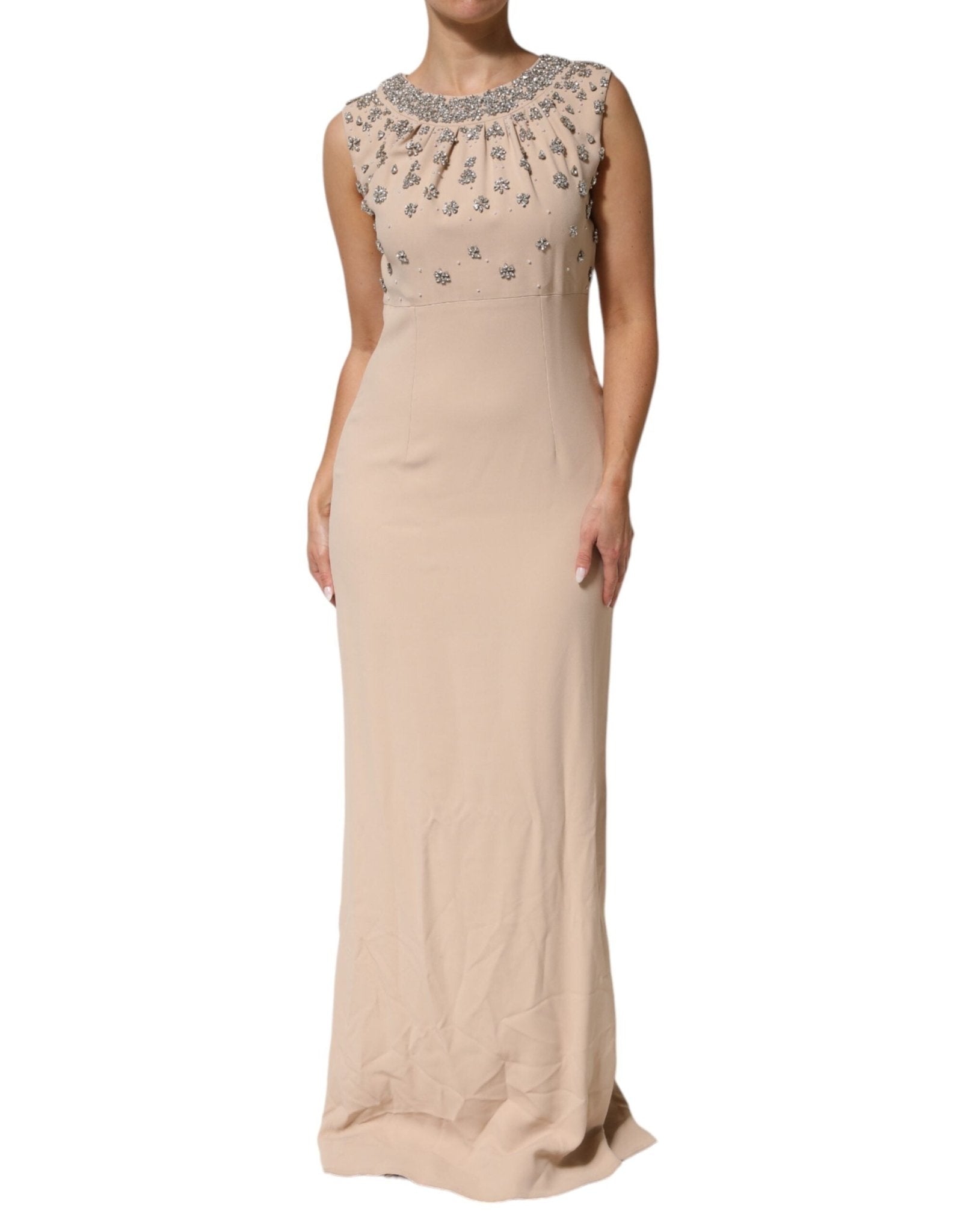 Dolce & Gabbana Nude Ecru Beaded Crystal Embellished Dress - RIMODA