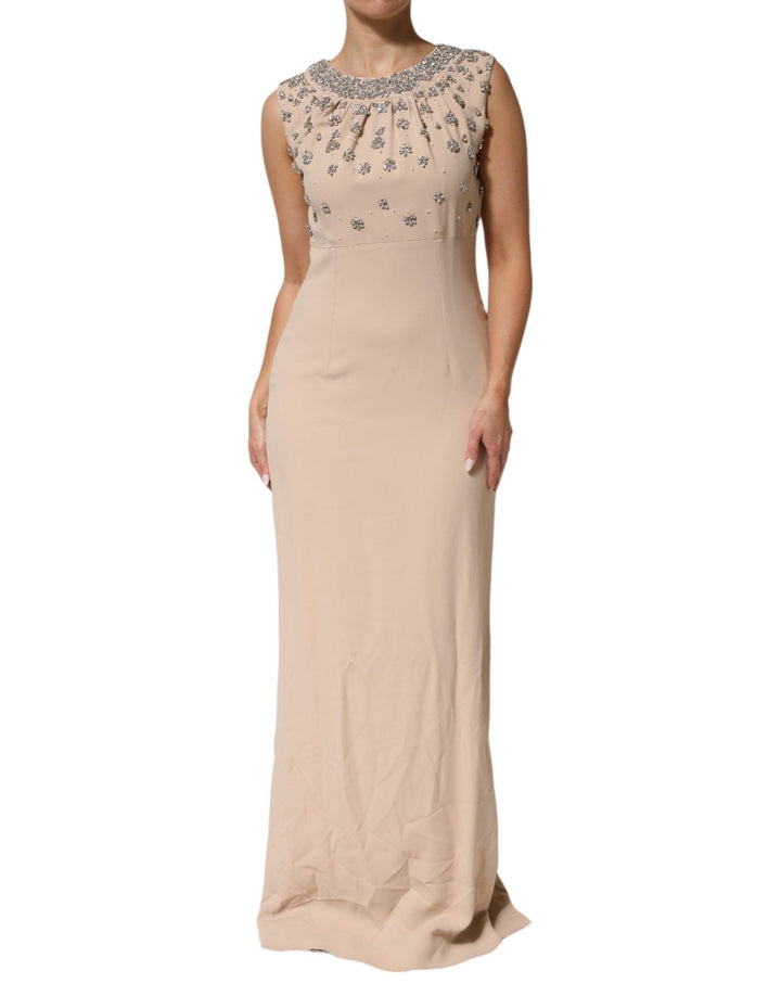 Dolce & Gabbana Nude Ecru Beaded Crystal Embellished Dress - RIMODA