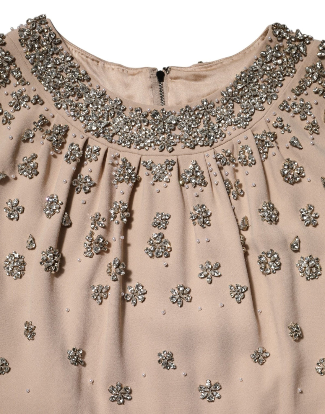 Dolce & Gabbana Nude Ecru Beaded Crystal Embellished Dress - RIMODA