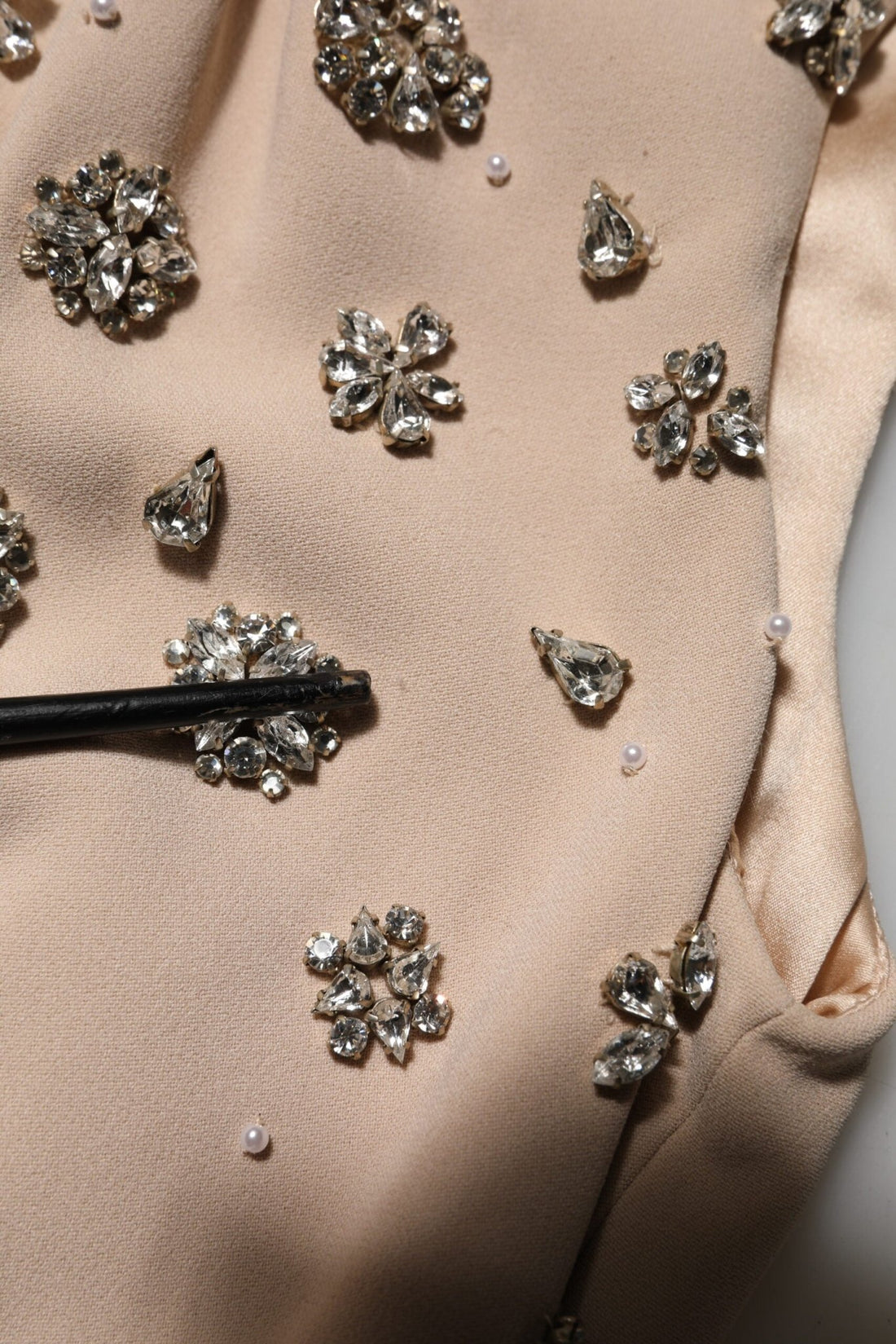 Dolce & Gabbana Nude Ecru Beaded Crystal Embellished Dress - RIMODA