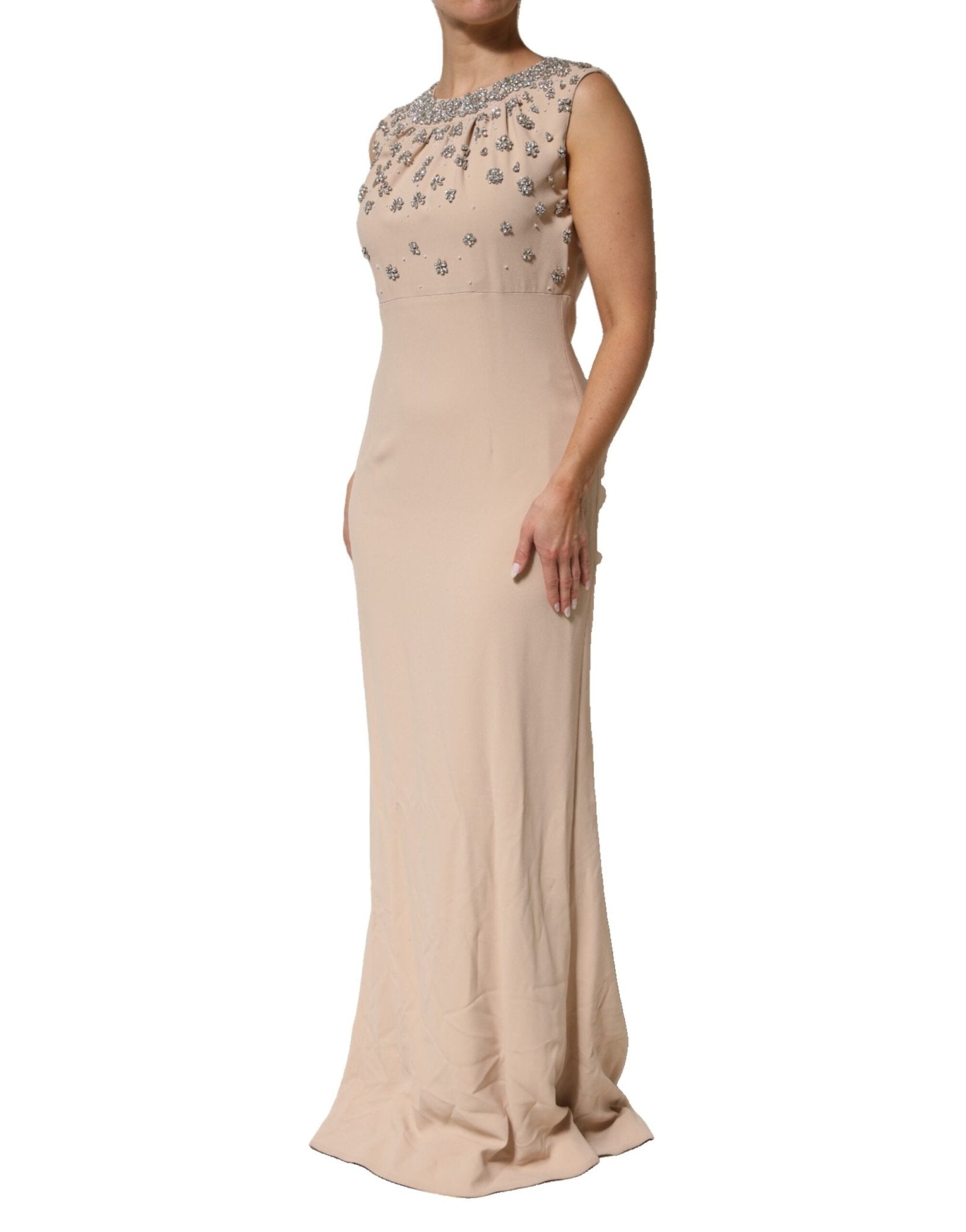 Dolce & Gabbana Nude Ecru Beaded Crystal Embellished Dress - RIMODA