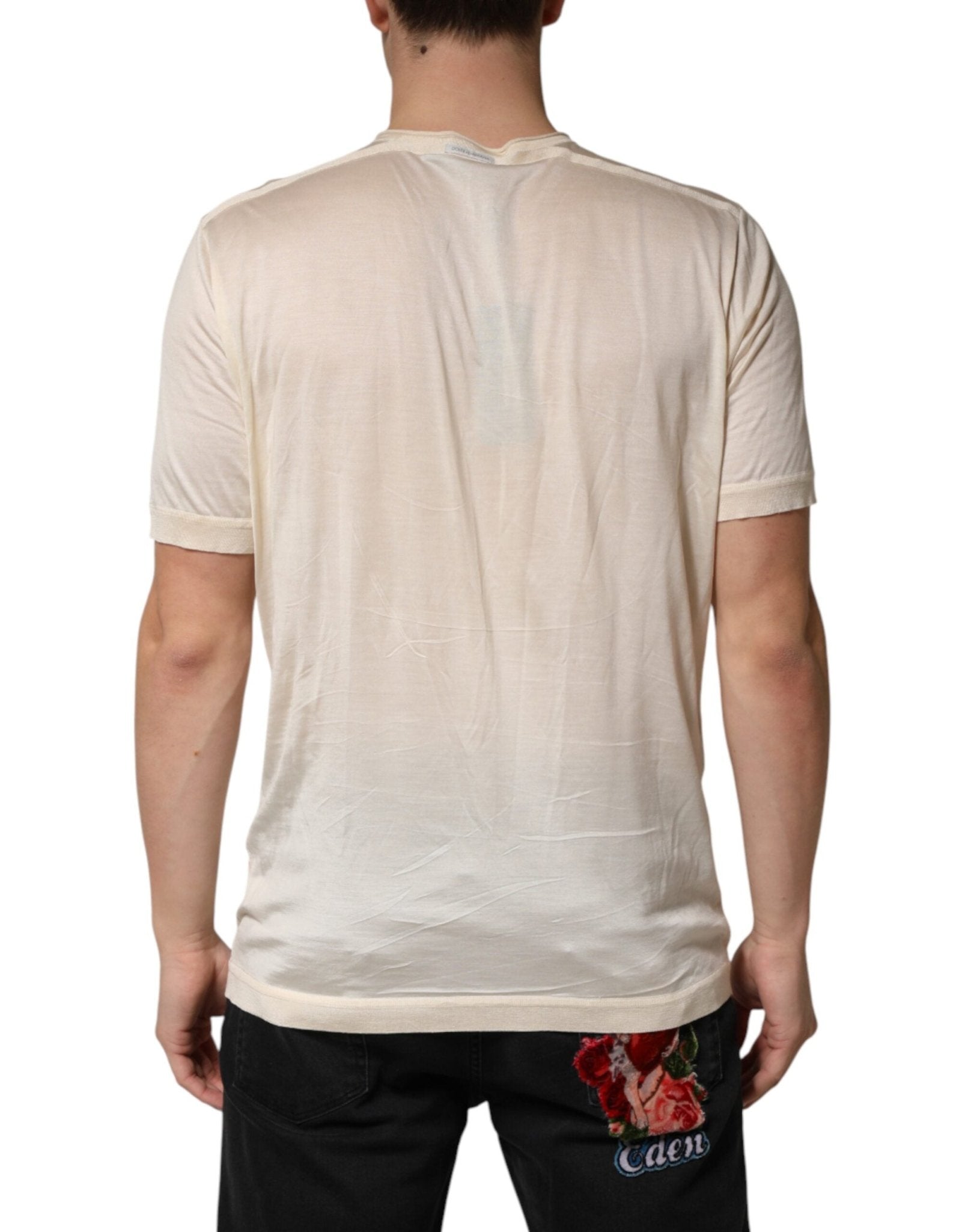 Dolce & Gabbana Off White Cotton Blend Men Henley T-shirt - RIMODA
