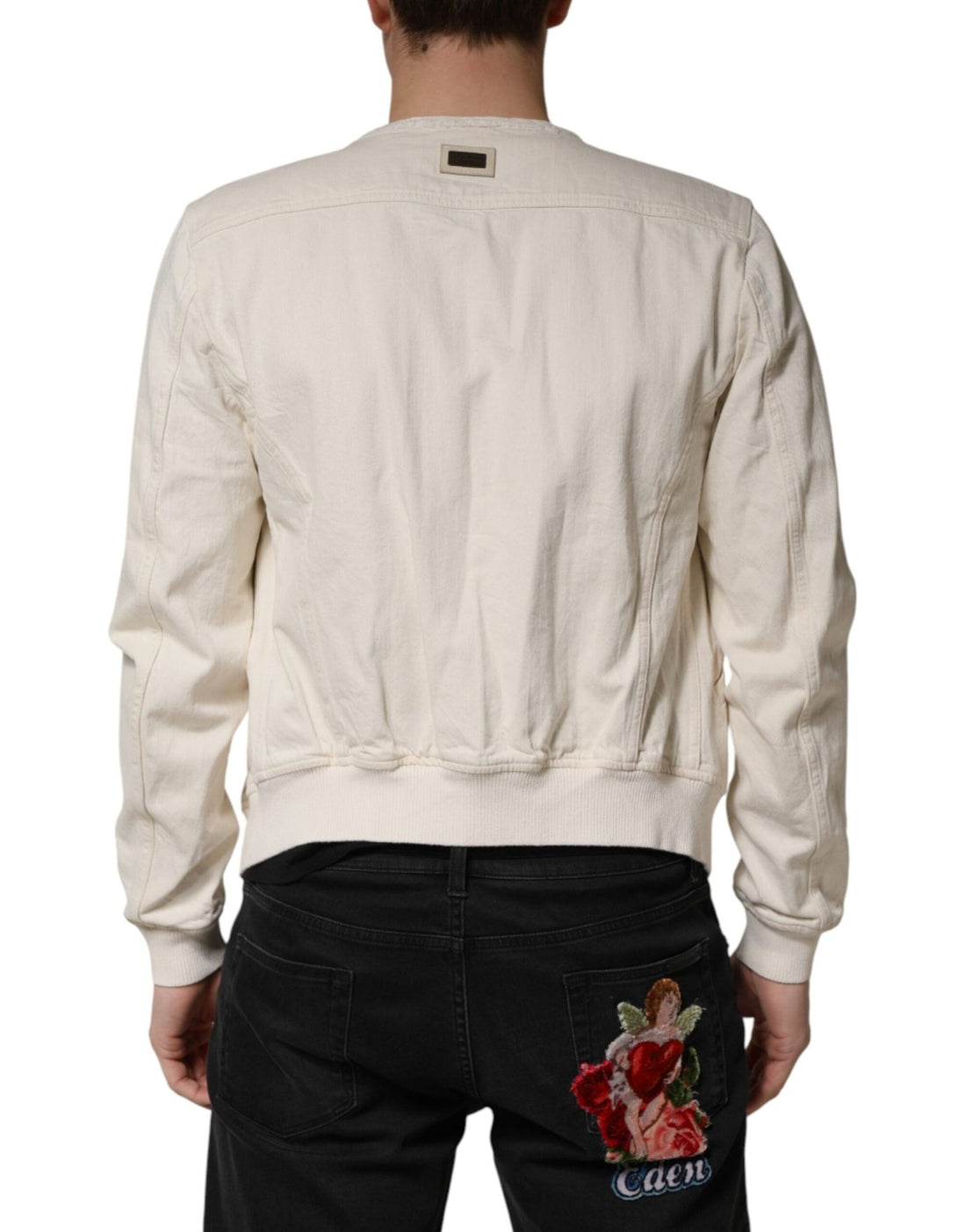 Dolce & Gabbana Off White Cotton Full Zip Denim Men Blouson Jacket - RIMODA