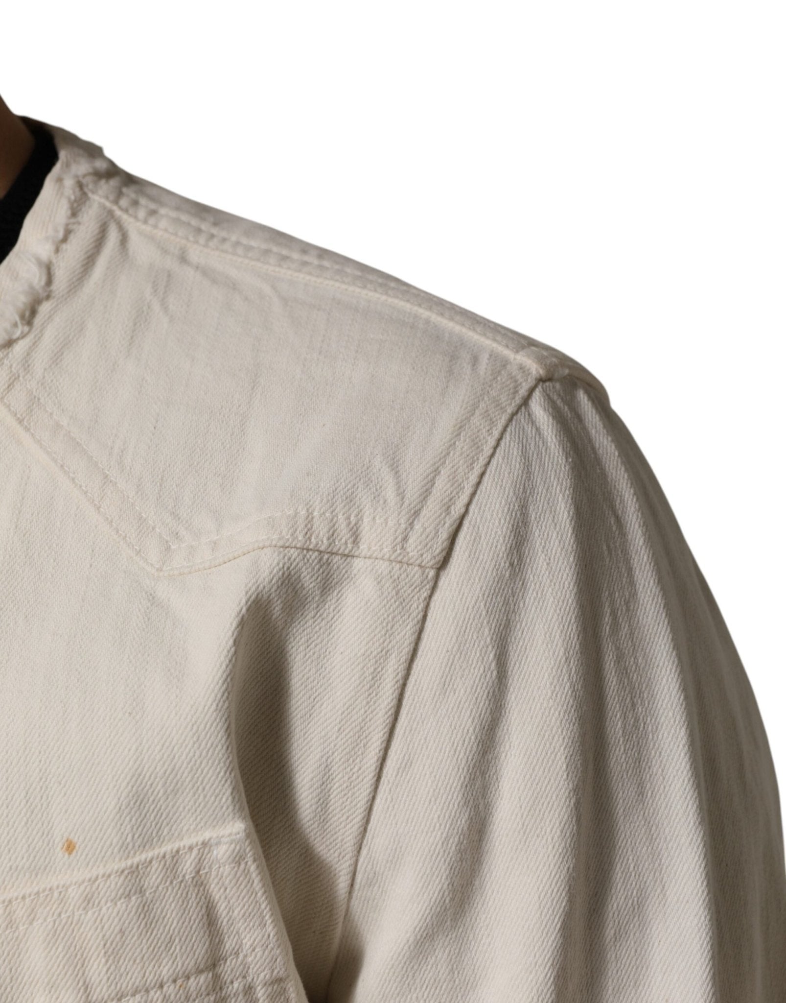 Dolce & Gabbana Off White Cotton Full Zip Denim Men Blouson Jacket - RIMODA