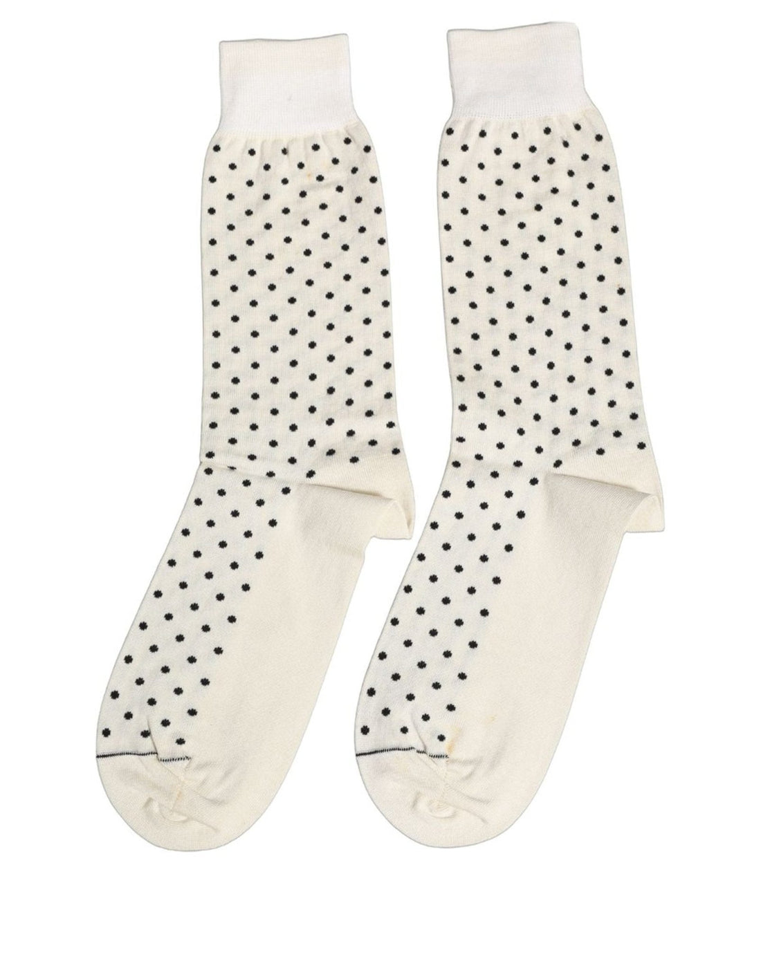 Dolce & Gabbana Off White Cotton Polka Dot Mid Calf Accessory Socks - RIMODA