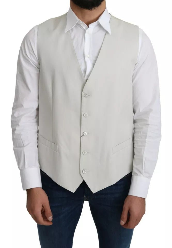Dolce & Gabbana Off-White Cotton Silk Formal Coat Vest - RIMODA