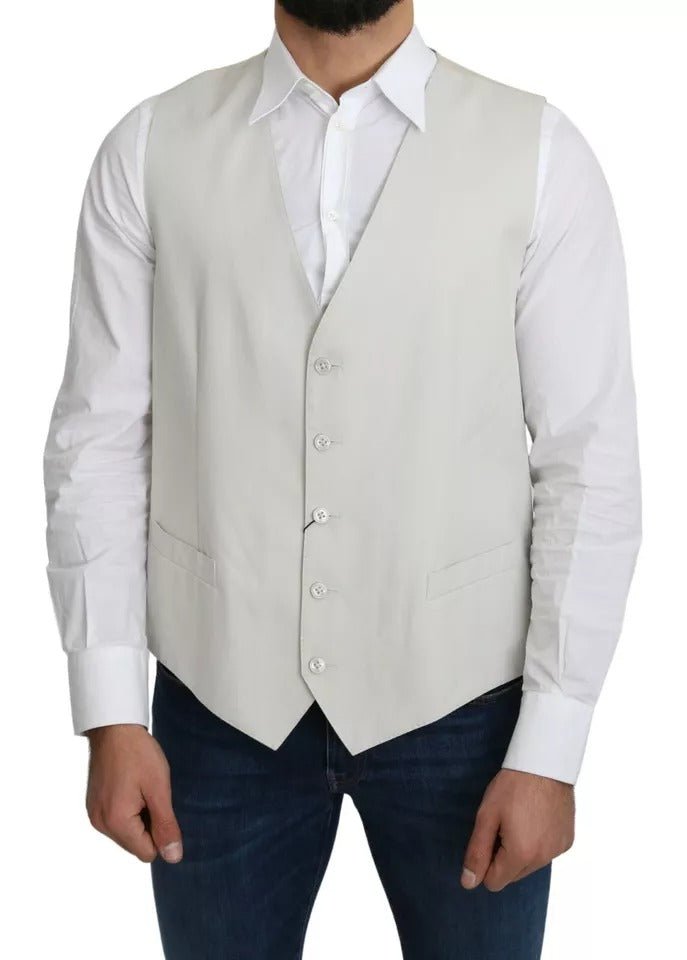 Dolce & Gabbana Off-White Cotton Silk Formal Coat Vest - RIMODA