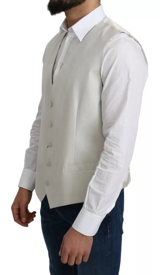 Dolce & Gabbana Off-White Cotton Silk Formal Coat Vest - RIMODA