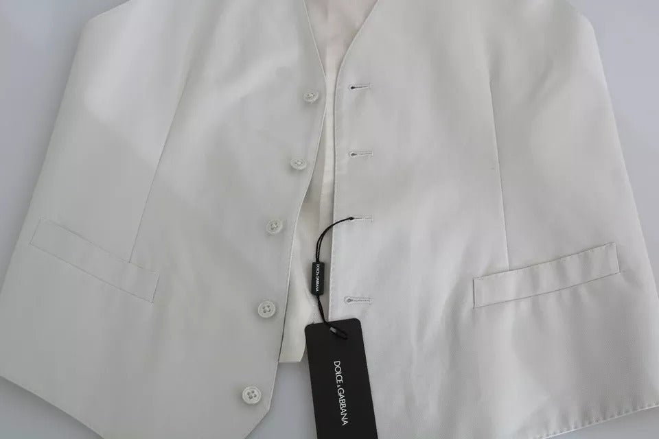 Dolce & Gabbana Off-White Cotton Silk Formal Coat Vest - RIMODA