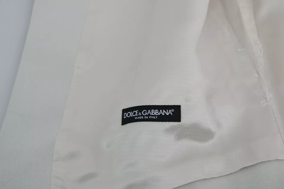 Dolce & Gabbana Off-White Cotton Silk Formal Coat Vest - RIMODA