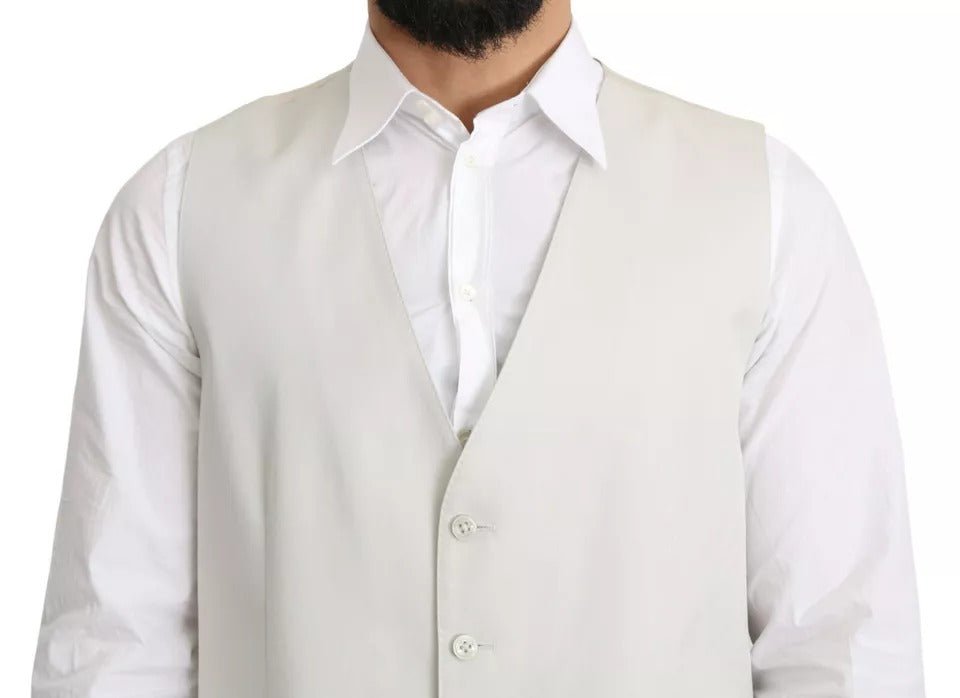 Dolce & Gabbana Off-White Cotton Silk Formal Coat Vest - RIMODA
