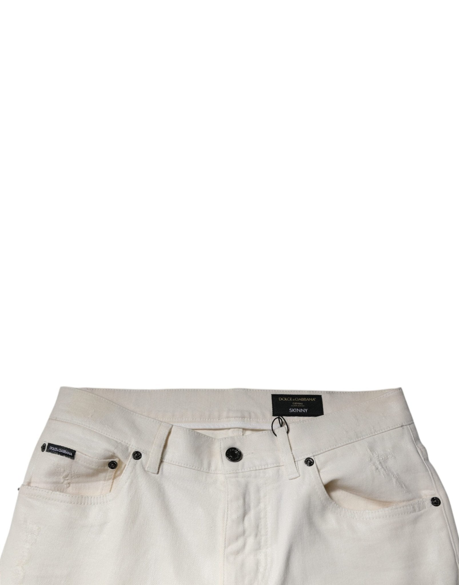 Dolce & Gabbana Off White Cotton Stretch Skinny Denim Jeans - RIMODA