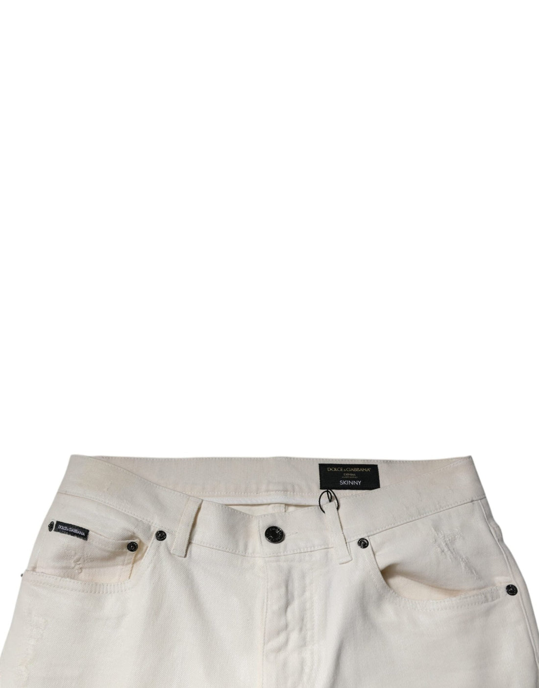 Dolce & Gabbana Off White Cotton Stretch Skinny Denim Jeans - RIMODA