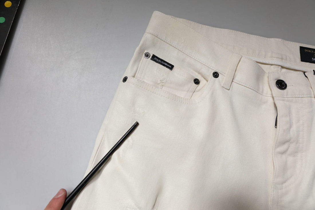 Dolce & Gabbana Off White Cotton Stretch Skinny Denim Jeans - RIMODA