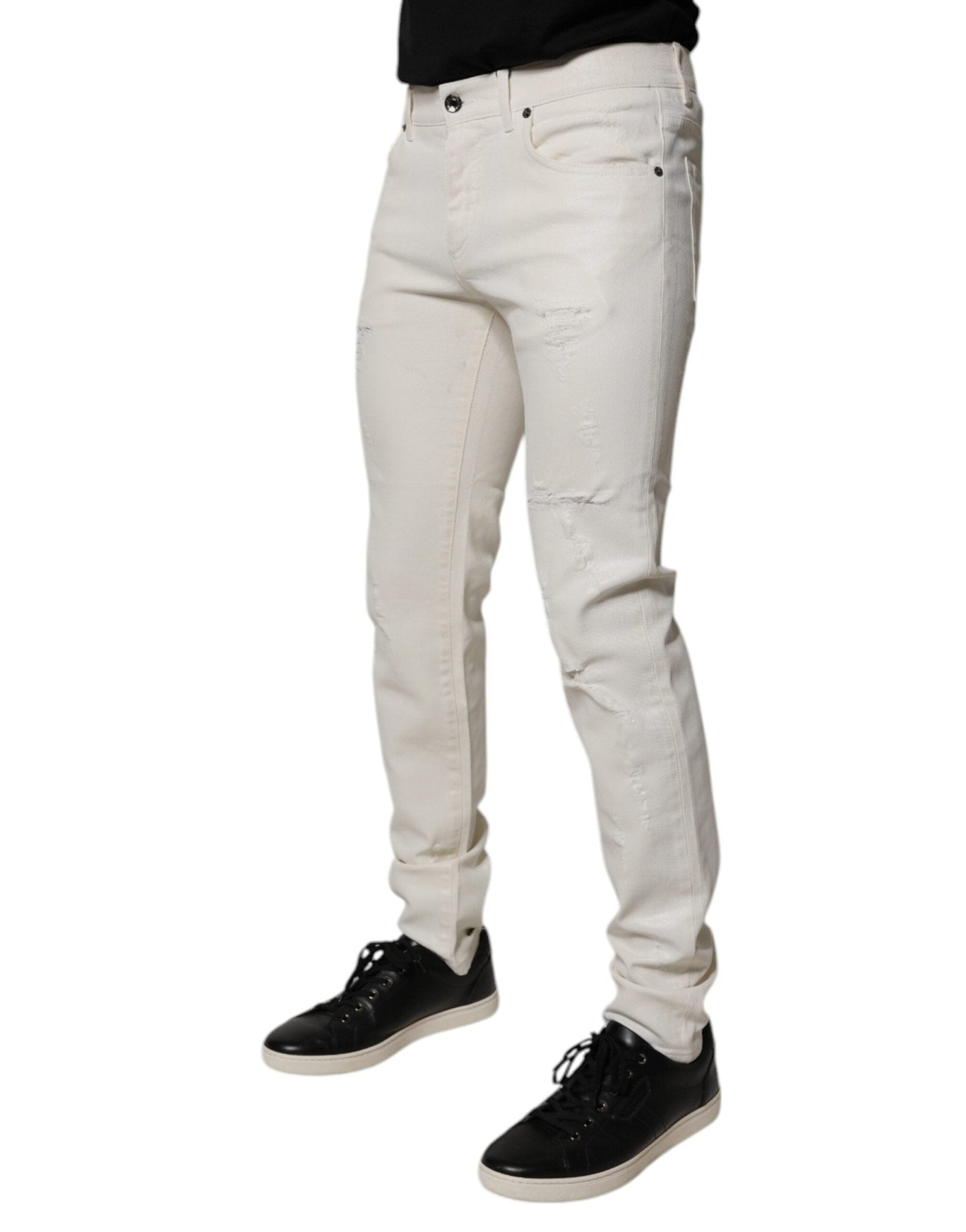 Dolce & Gabbana Off White Cotton Stretch Skinny Denim Jeans - RIMODA