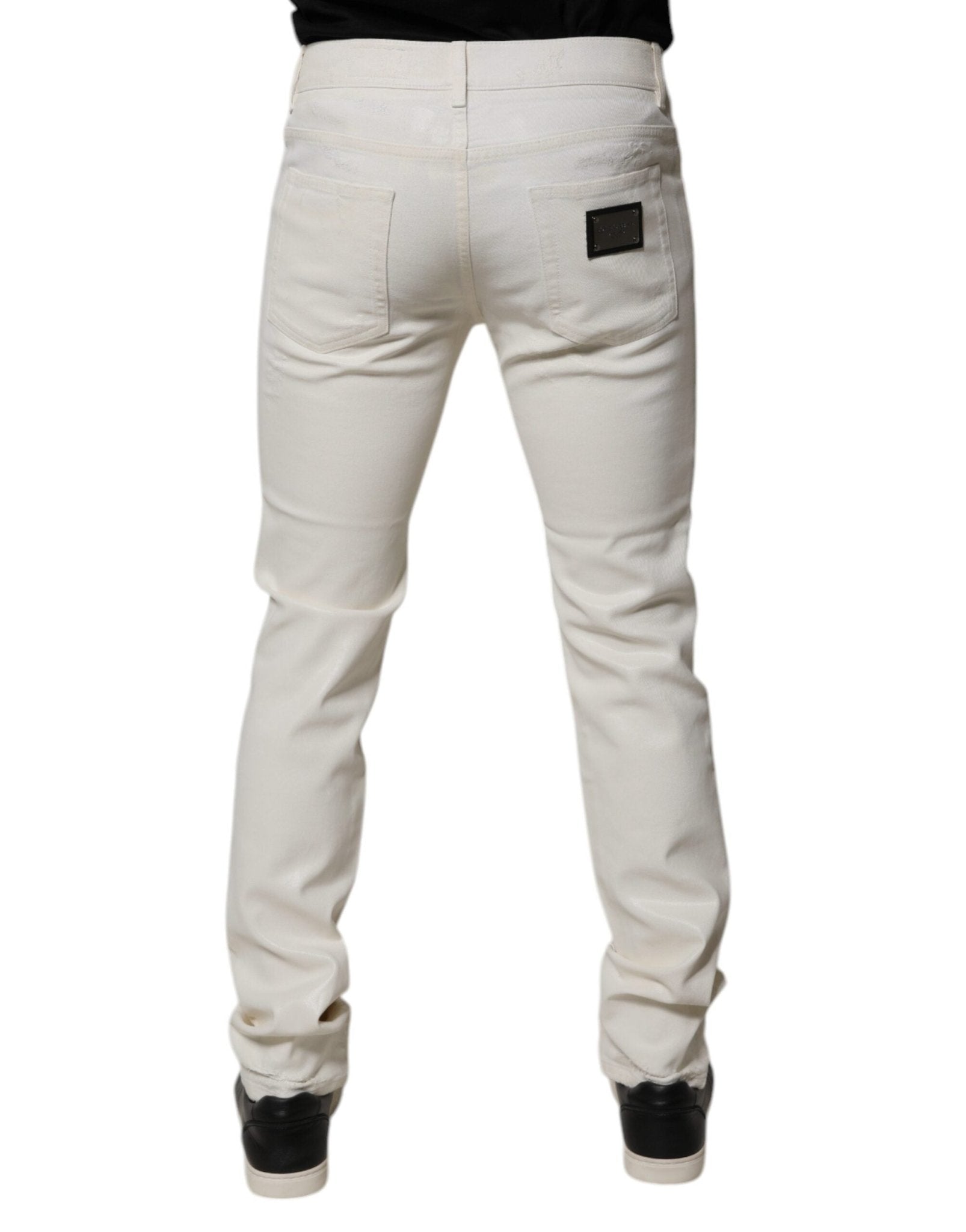 Dolce & Gabbana Off White Cotton Stretch Skinny Denim Jeans - RIMODA