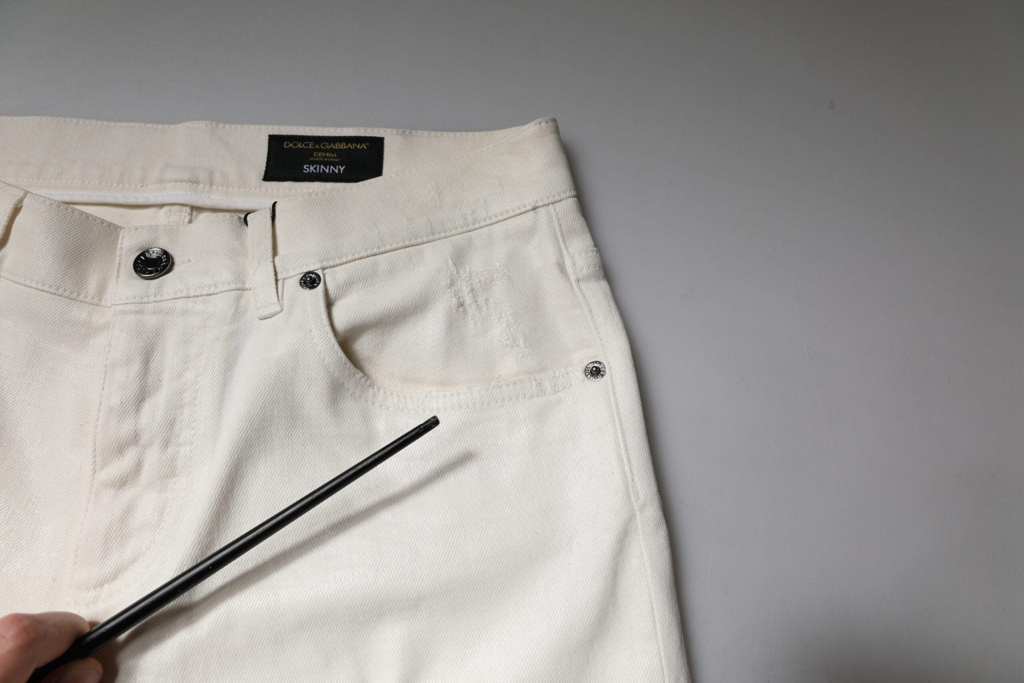 Dolce & Gabbana Off White Cotton Stretch Skinny Denim Jeans - RIMODA