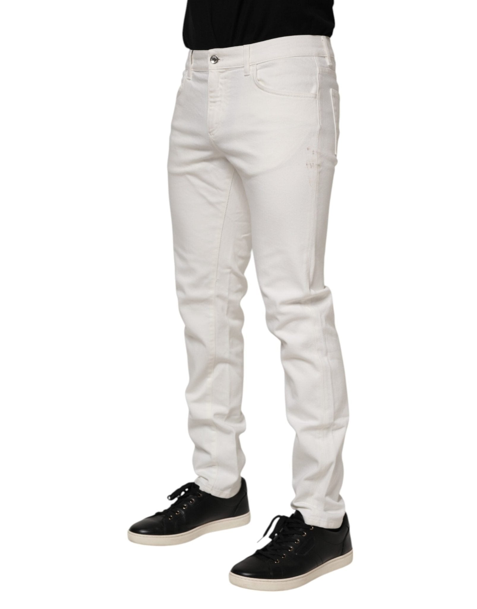 Dolce & Gabbana Off White Cotton Stretch Slim Fit Denim Jeans - RIMODA