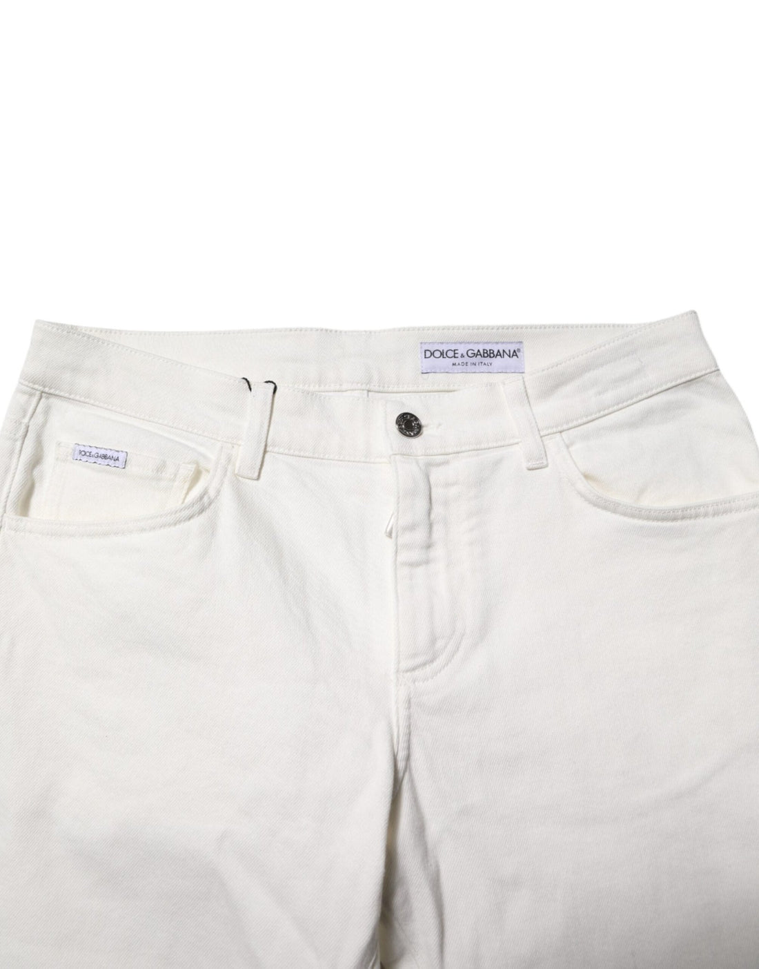 Dolce & Gabbana Off White Cotton Stretch Slim Fit Denim Jeans - RIMODA