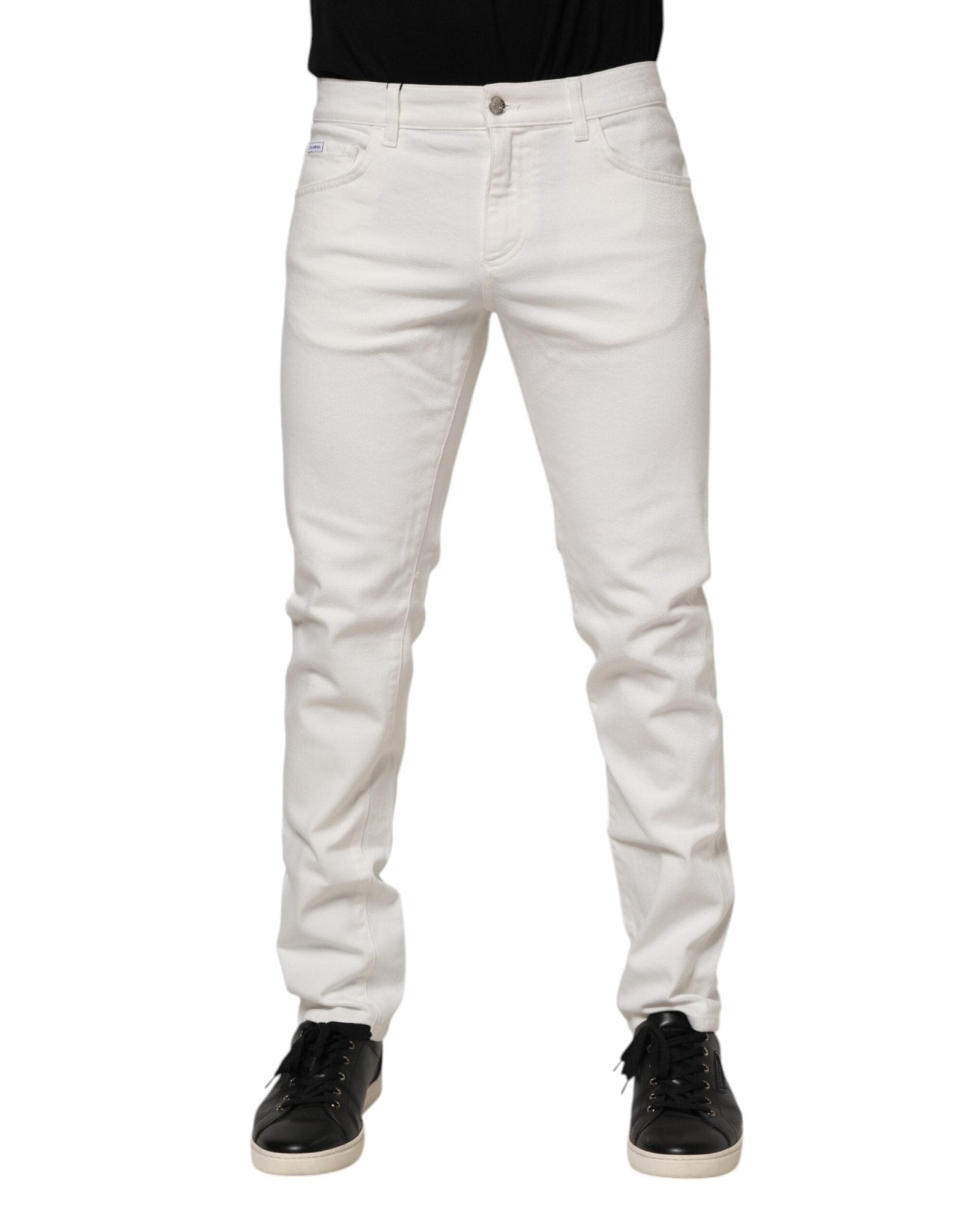 Dolce & Gabbana Off White Cotton Stretch Slim Fit Denim Jeans - RIMODA