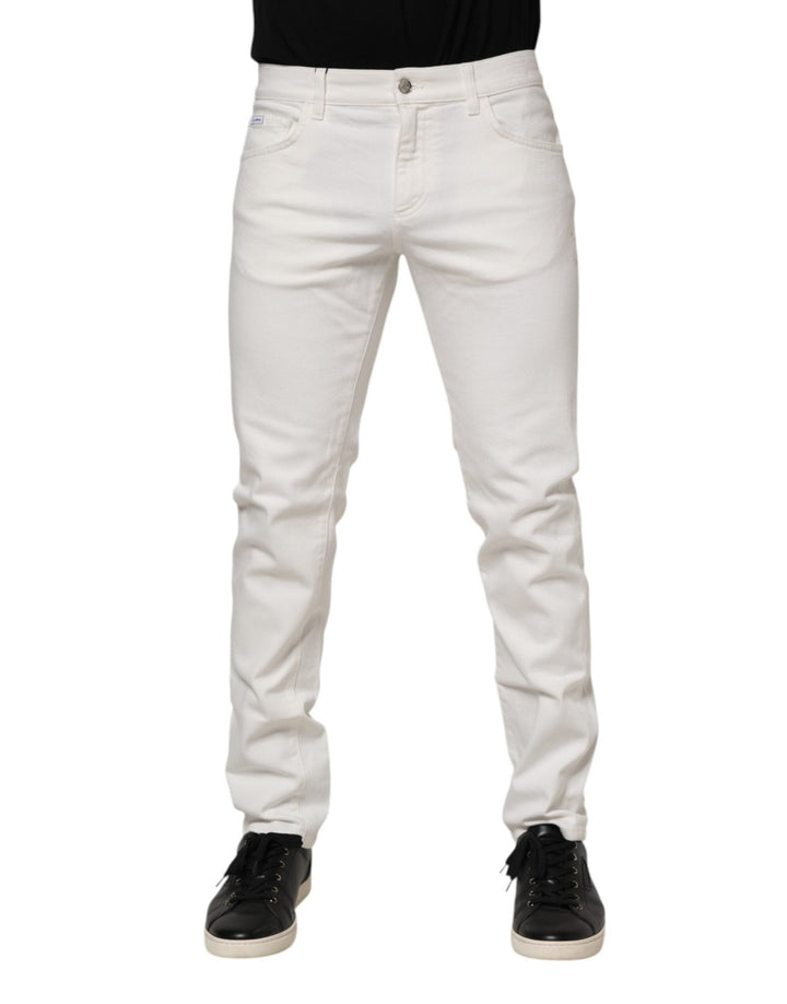Dolce & Gabbana Off White Cotton Stretch Slim Fit Denim Jeans - RIMODA