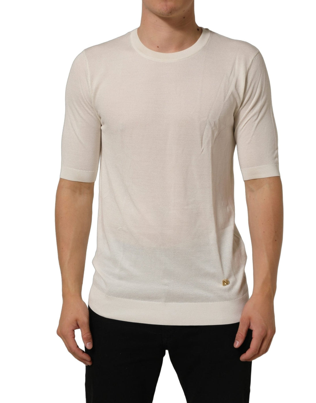Dolce & Gabbana Off White Crew Neck Short Sleeves T-shirt - RIMODA