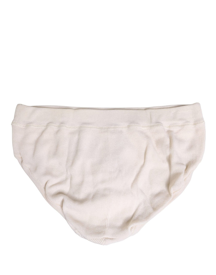 Dolce & Gabbana Off White Logo Silk Men Briefs Underwear - RIMODA