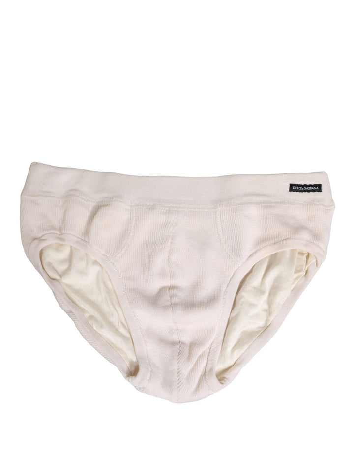 Dolce & Gabbana Off White Logo Silk Men Briefs Underwear - RIMODA