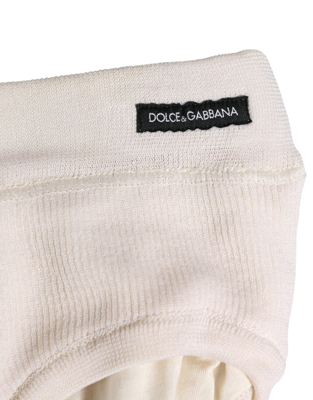 Dolce & Gabbana Off White Logo Silk Men Briefs Underwear - RIMODA