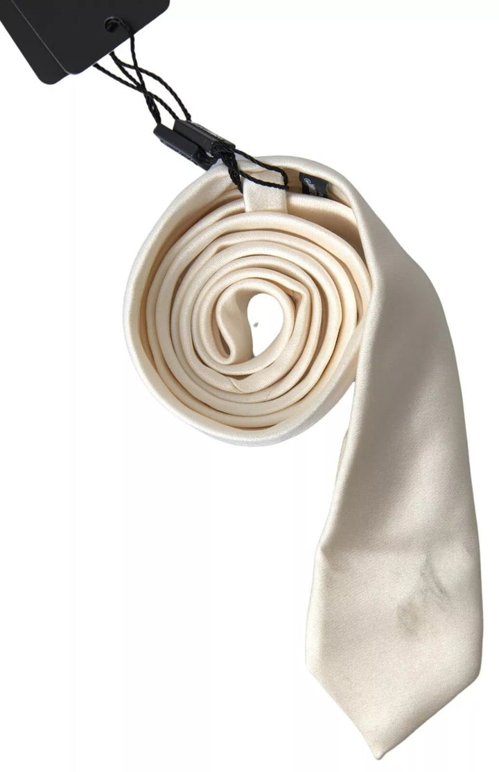 Dolce & Gabbana Off White Satin Silk Classic Men Necktie - RIMODA