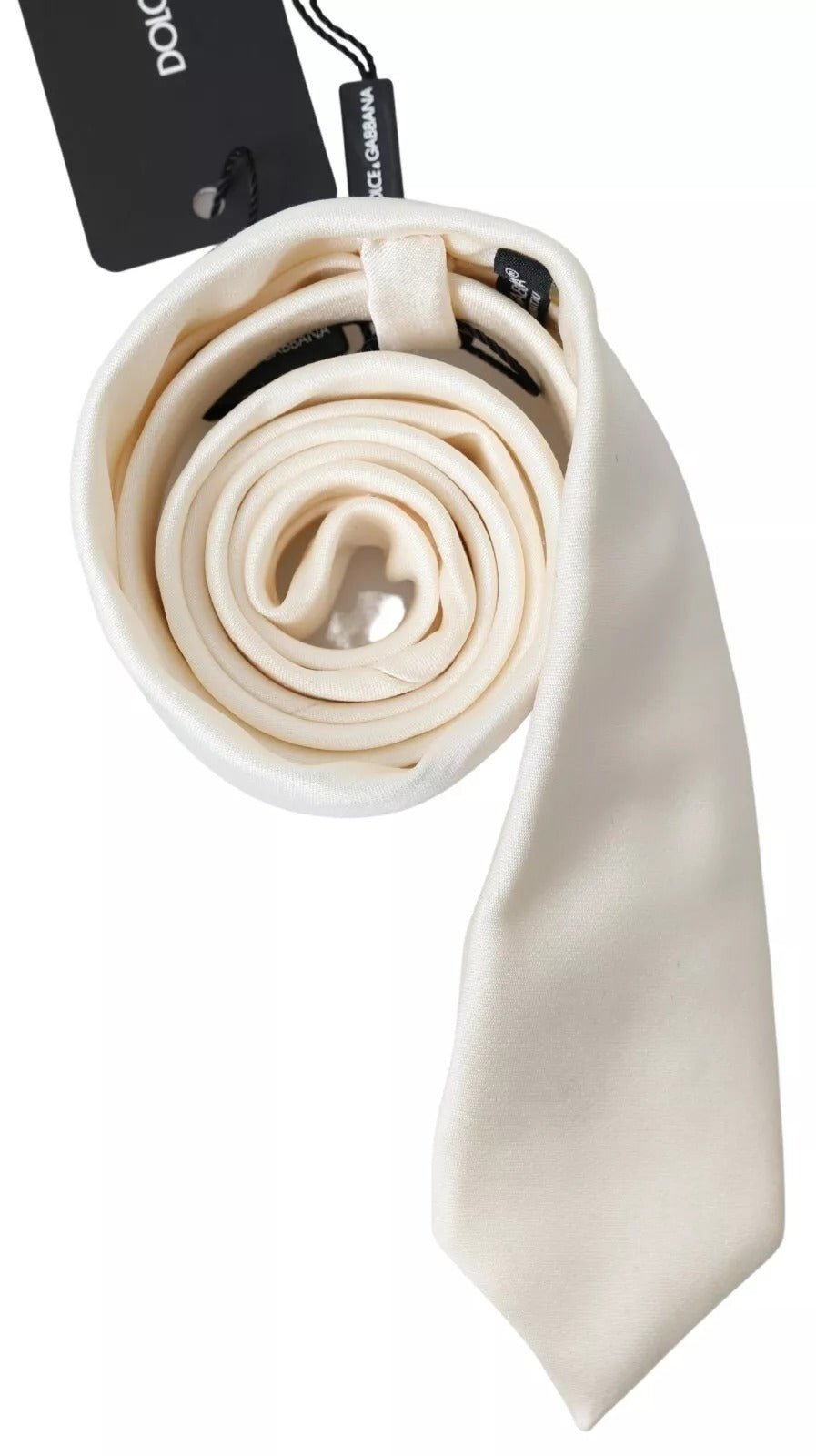 Dolce & Gabbana Off White Satin Silk Classic Men Necktie - RIMODA