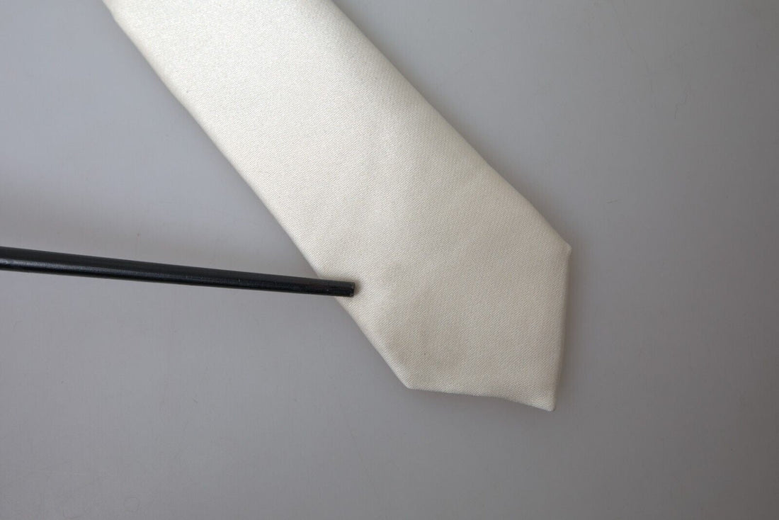 Dolce & Gabbana Off White Satin Silk Classic Men Necktie - RIMODA