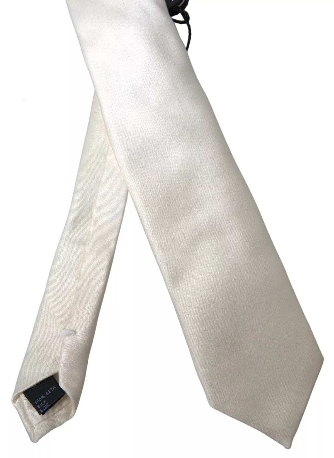Dolce & Gabbana Off White Satin Silk Classic Men Necktie - RIMODA