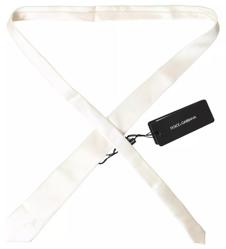 Dolce & Gabbana Off White Satin Silk Classic Men Necktie - RIMODA