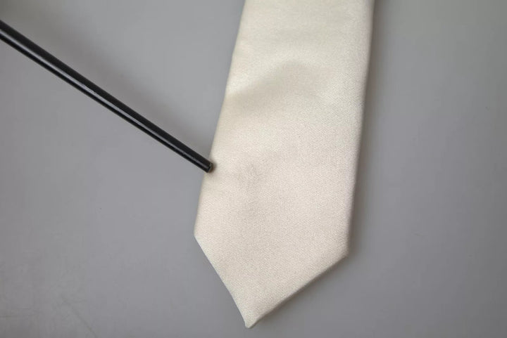 Dolce & Gabbana Off White Satin Silk Classic Men Necktie - RIMODA