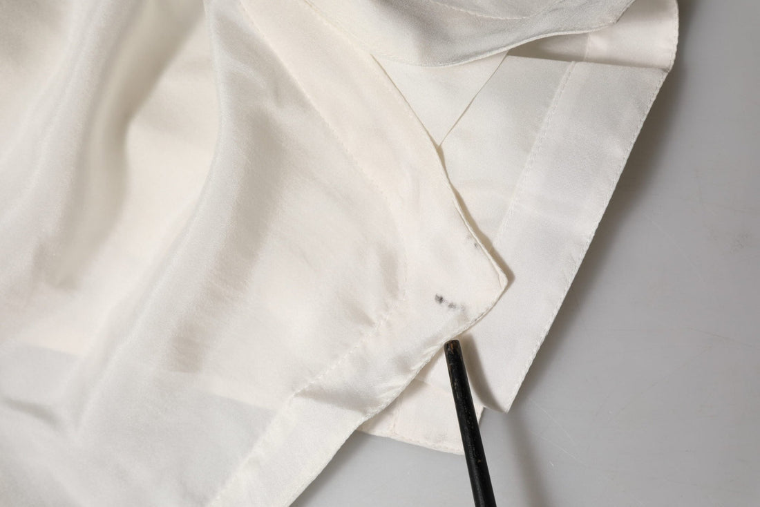Dolce & Gabbana Off White Silk Button Down Polo Shirt Top - RIMODA