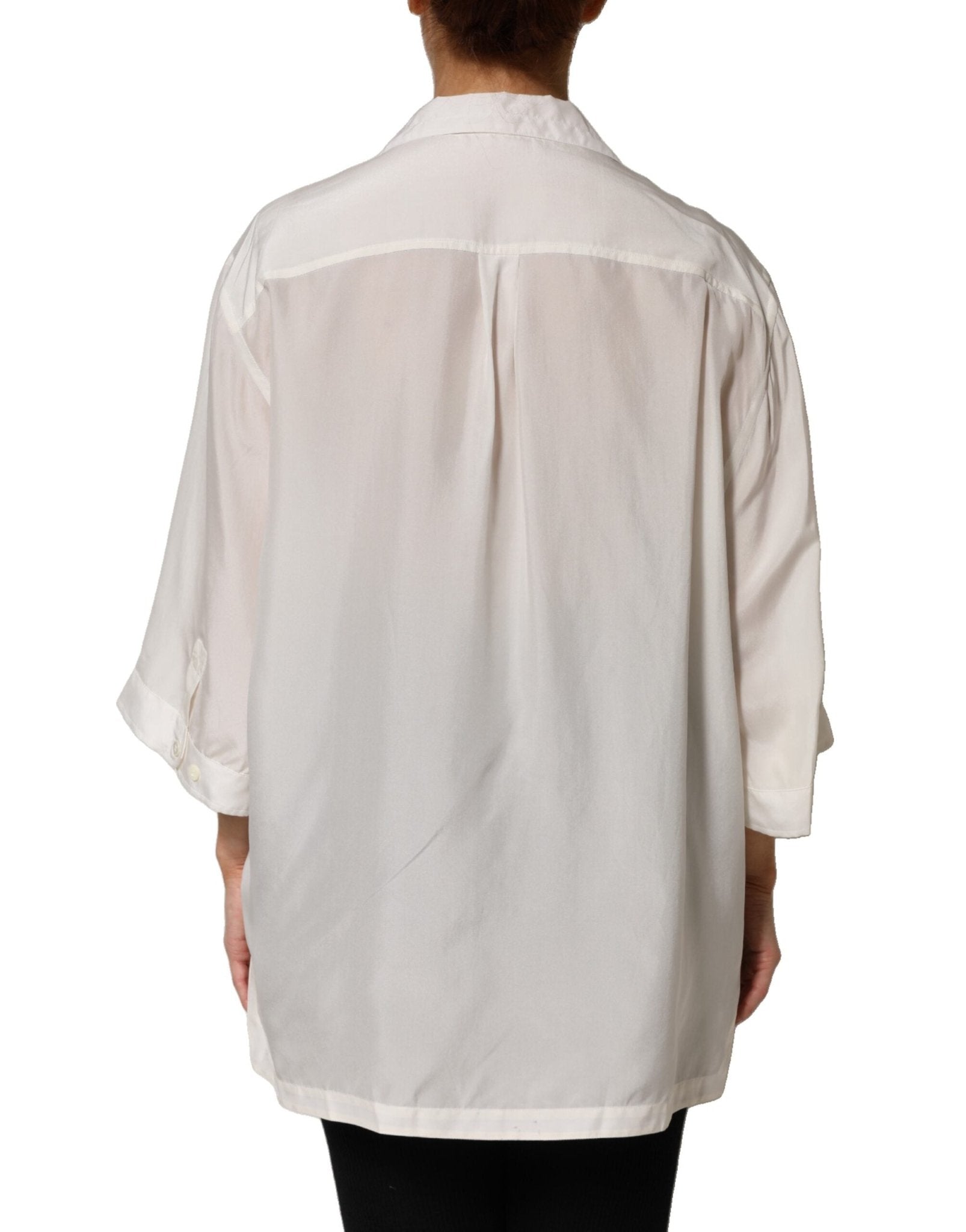 Dolce & Gabbana Off White Silk Button Down Polo Shirt Top - RIMODA