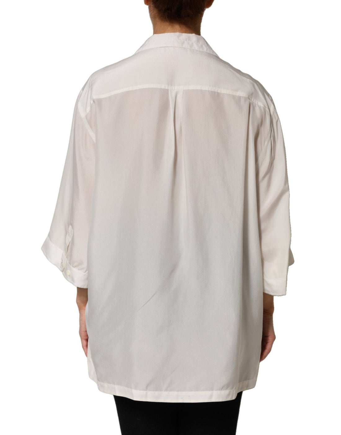 Dolce & Gabbana Off White Silk Button Down Polo Shirt Top - RIMODA