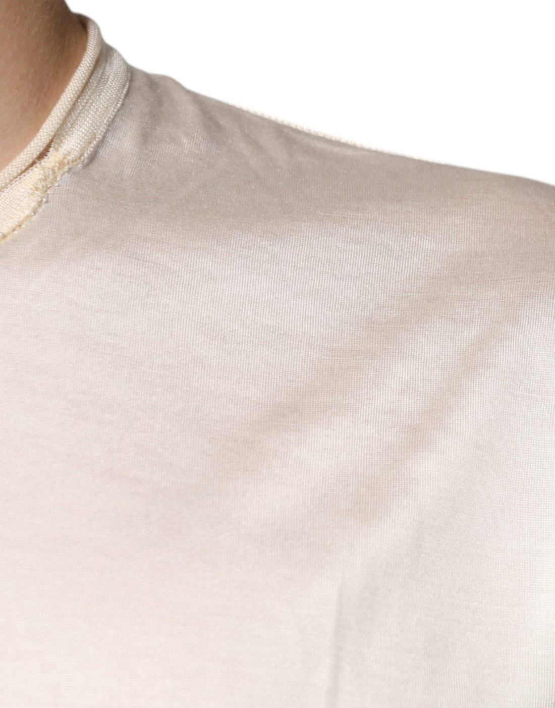 Dolce & Gabbana Off White Silk Crew Neck Henley T-shirt - RIMODA