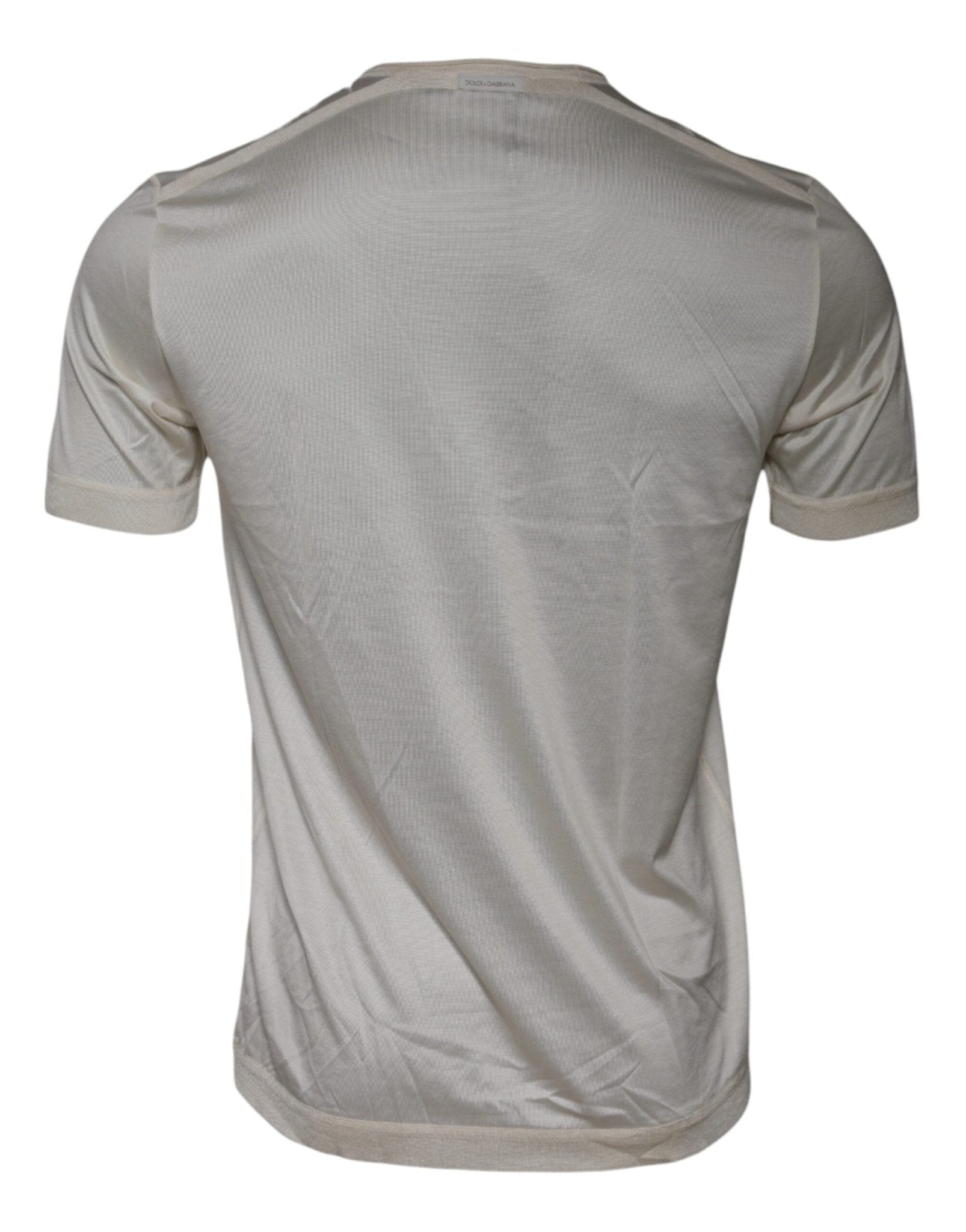 Dolce & Gabbana Off White Silk Crew Neck Short Sleeve T-shirt - RIMODA